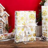 Christmas Wrapping Paper Roll - 3D Embossed Gold Foil Metallic Shine Snowfalkes Gift Wrap For Christmas, Winter Holiday, New Year Celebration - Mini Roll - 17 In X 33 Ft