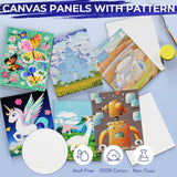 72Pcs Kids Painting Set With Pattern Canvas, Art Painting Supplies Kit With 24 Acrylic Paints,10 Brushes, 8 Canvas Panels,Table Easel,Paper Pad,Color Wheel,Palette For Beginner Students