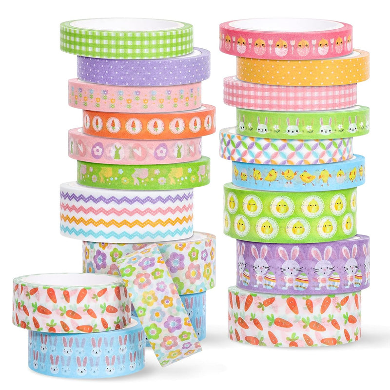 18 Rolls Easter Washi Tape Colorful Masking Tape Cute Rabbit Bunny Car