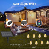 120FT Solar ST38 String Lights Waterproof Remote Control Shatterproof Patio Lights