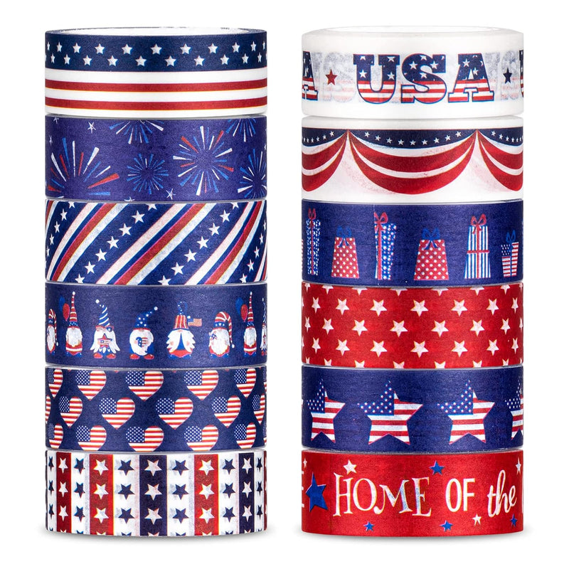 12 Rolls 4Th Of July Washi Tape Patriotic American Flag Washi Masking