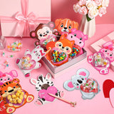 36 Pack Valentine Candy Cards With Plastic Domes Valentines Animals Greeting Cards Diy Craft Treat Holder For Sweet Day Classroom Gifts Exchange Party Favors