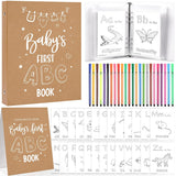 Baby Shower Games Baby'S First Abc Coloring Book 26 Curious Activity Cards Animal Alphabet A To Z Coloring Card With 24 Watercolor Pen For Baby Shower Activities (Kraft Paper)
