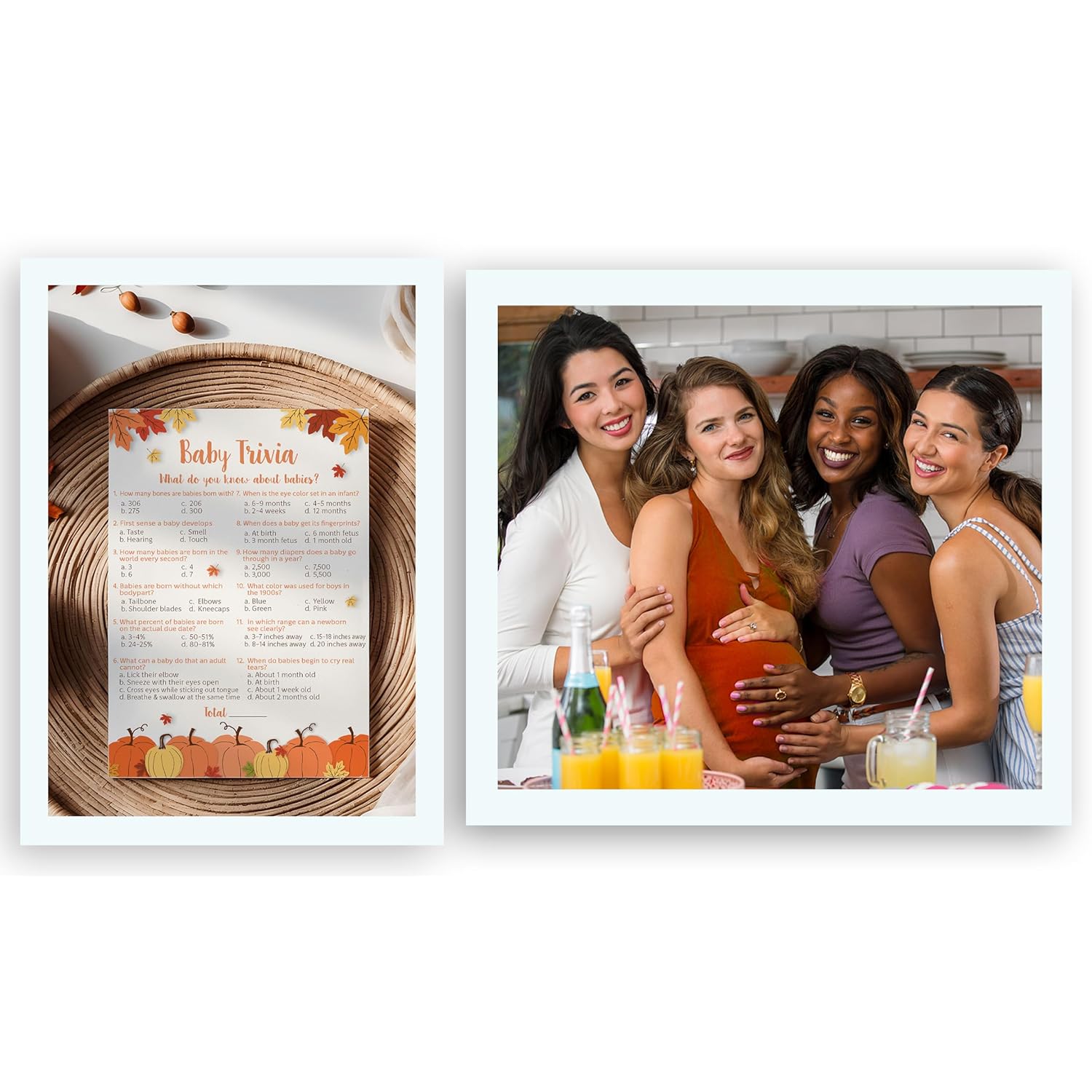 Little Pumpkin Baby Shower Game — Baby Trivia — 25 Pack — Fun Facts Fall Shower Or Gender Reveal Party Activity, Autumn Theme Pumpkins Rustic & Gender Neutral G330-Trv