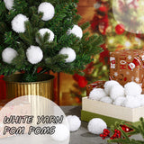20 Pcs Christmas Yarn Pom Poms Balls For Diy Handmade Crafts Fuzzy Pompoms For Christmas Diy Hats Thanksgiving Party Holiday Hanging Home Decorations (White, 2 Inch)