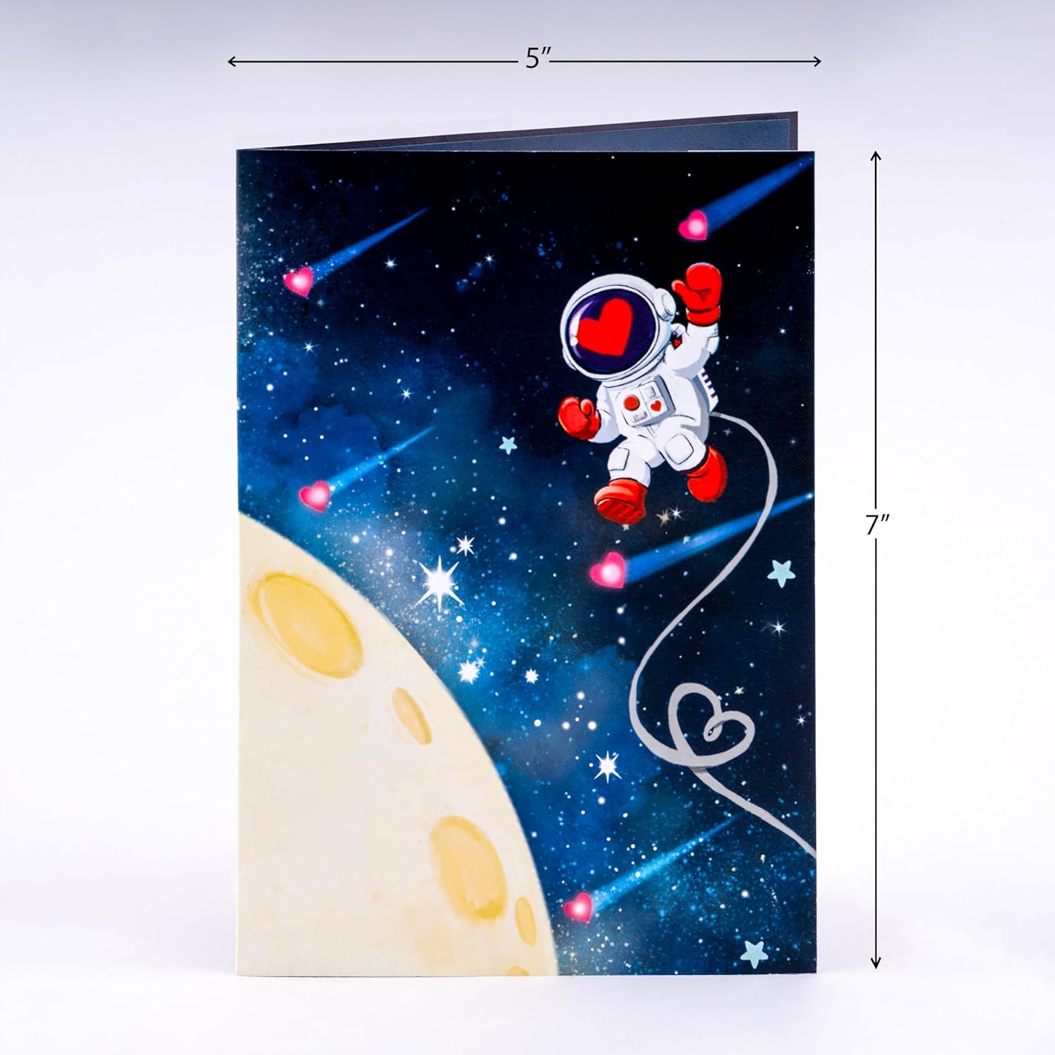 Love You To The Moon And Back Pop Up Card, Astronaus, Heart, Star, 3D Popup Greeting Cards, Gift For Valentines, Birthday, Mothers Day, Anniversary, 5X7 - Includes Envelope And Message Note