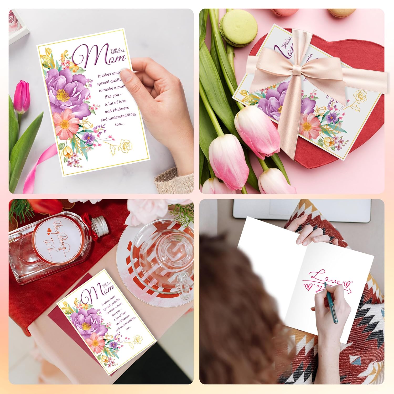 Funny Birthday Card & Gifts For Mom,Purple Flower Happy Birthday Cards Mom From Daughter?Son|Mother'S Day Greeting Cards 5X7 Inch
