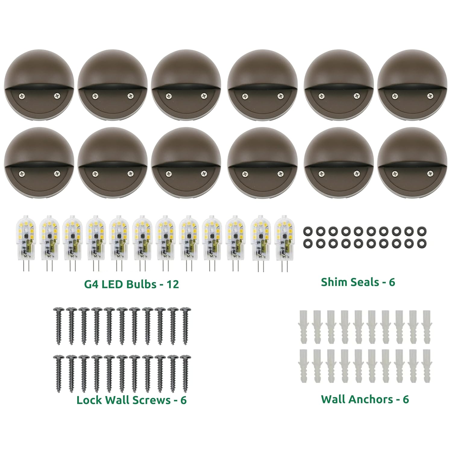 2W Landscape Deck Lights (12 Pack) Low Voltage Landscape Deck Lights Waterproof - Outdoor Patio Step Deck Lighting 12V 3000K Replaceable G4 Led Bulb Included Dsl0103-Bzled12 (Bronze)