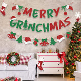 Christmas Decorations – Glittery Merry Grinchmas Banner And Christmas Garland For Grinch Christmas Decoration Grinch Decorations