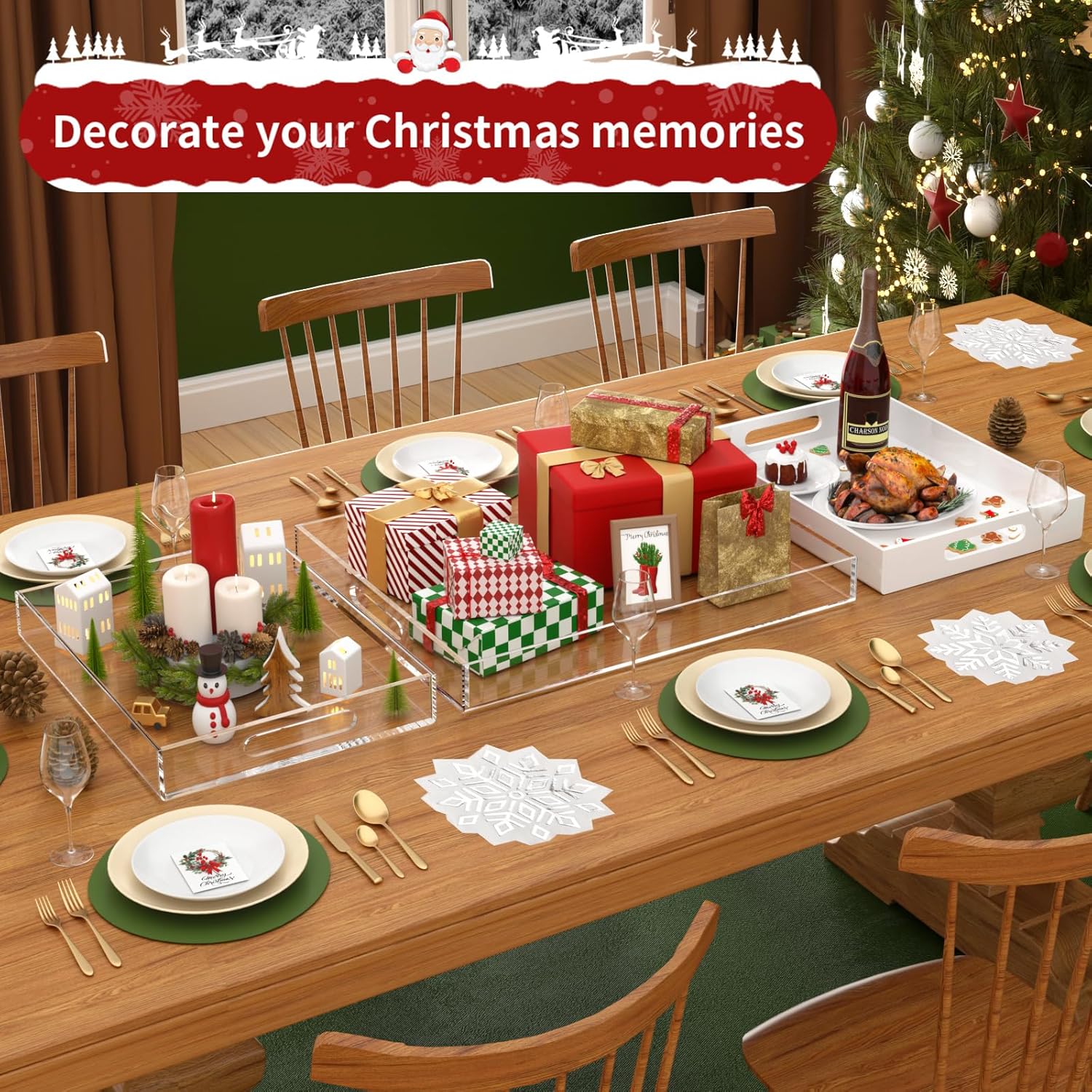 200 Pack Snowflake Paper Napkins Silver Foil Snowflake Disposable Luncheon Napkins For Winter Party Christmas Table Decor, 4 Design