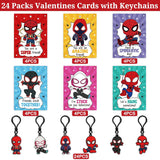 24 Pack Valentines Day Cards For Kids With Key Chains For Valentine'S Classroom Exchange, Valnetine'S Day Gifts For Kids Party Favor, Game Prizes