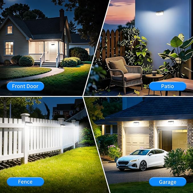 2 Pack 182 LED Solar Motion Sensor Lights 2500LM IP65 Waterproof Outdoor Security Lights