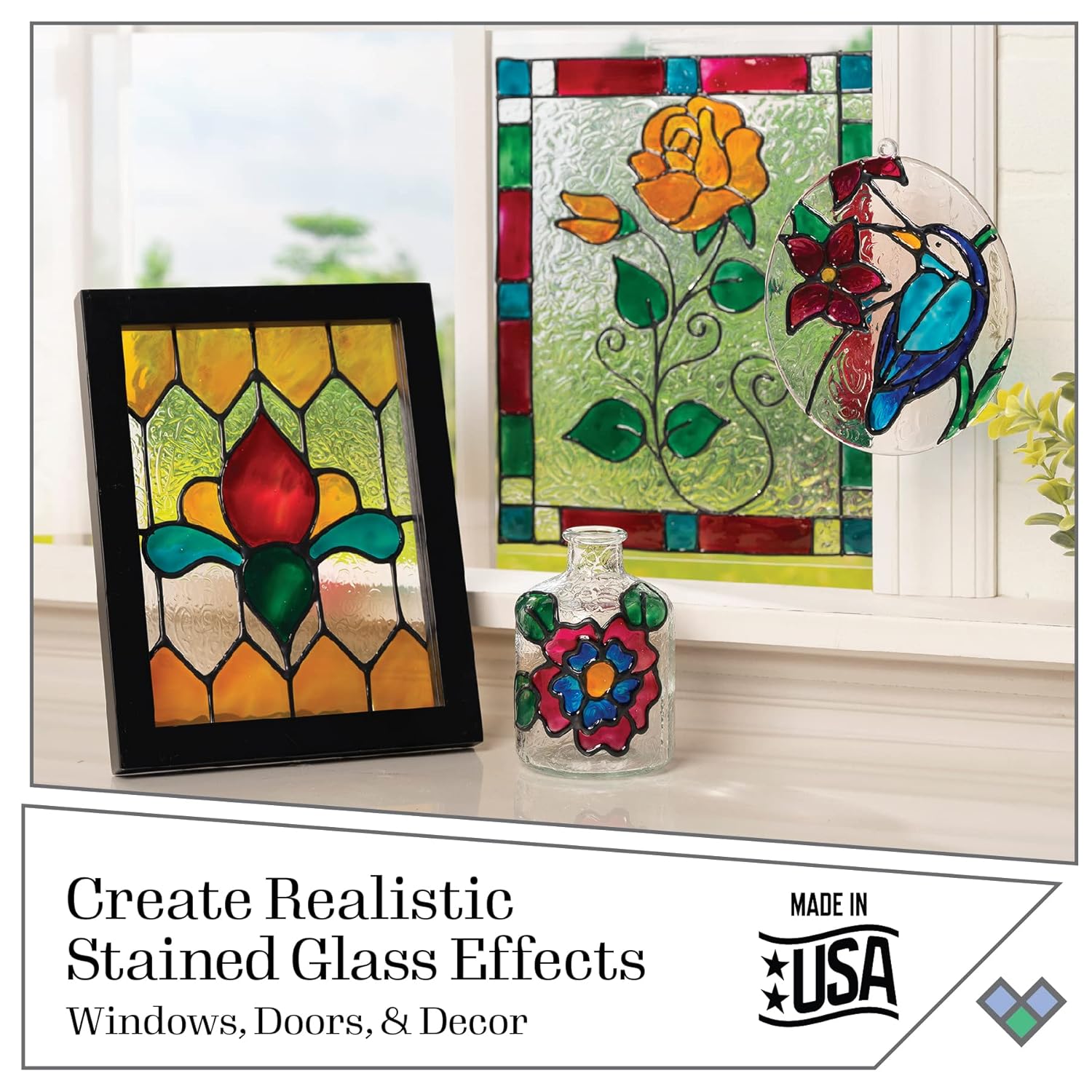 Gallery Glass PROMOGGJL22 Jewel Tones Stained Glass Painting Kit, 8 Piece Glass Paint Set for DIY Arts and Crafts, Perfect for Beginners and Artists
