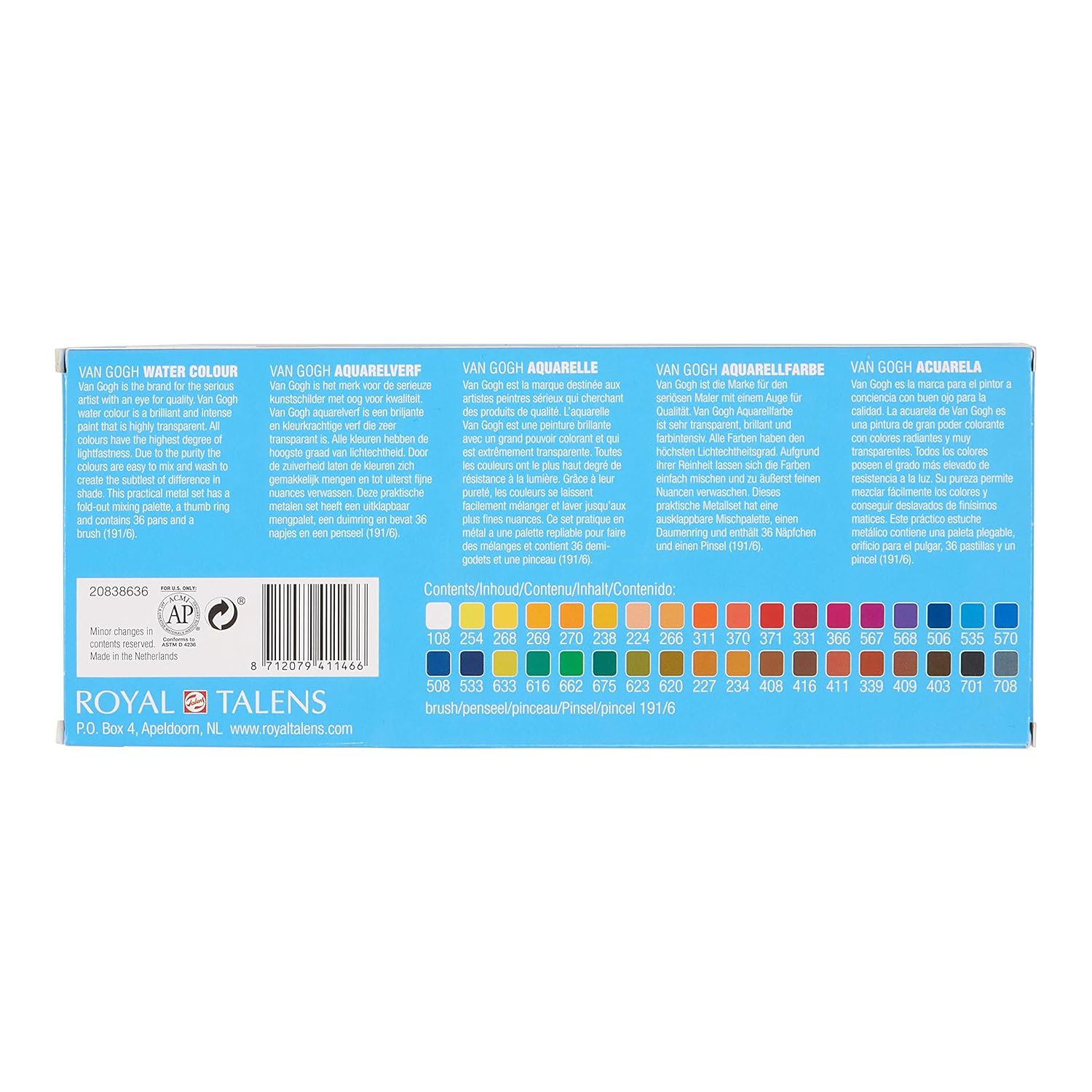Watercolor Paint Set, Metal Tin, 36-Half Pan