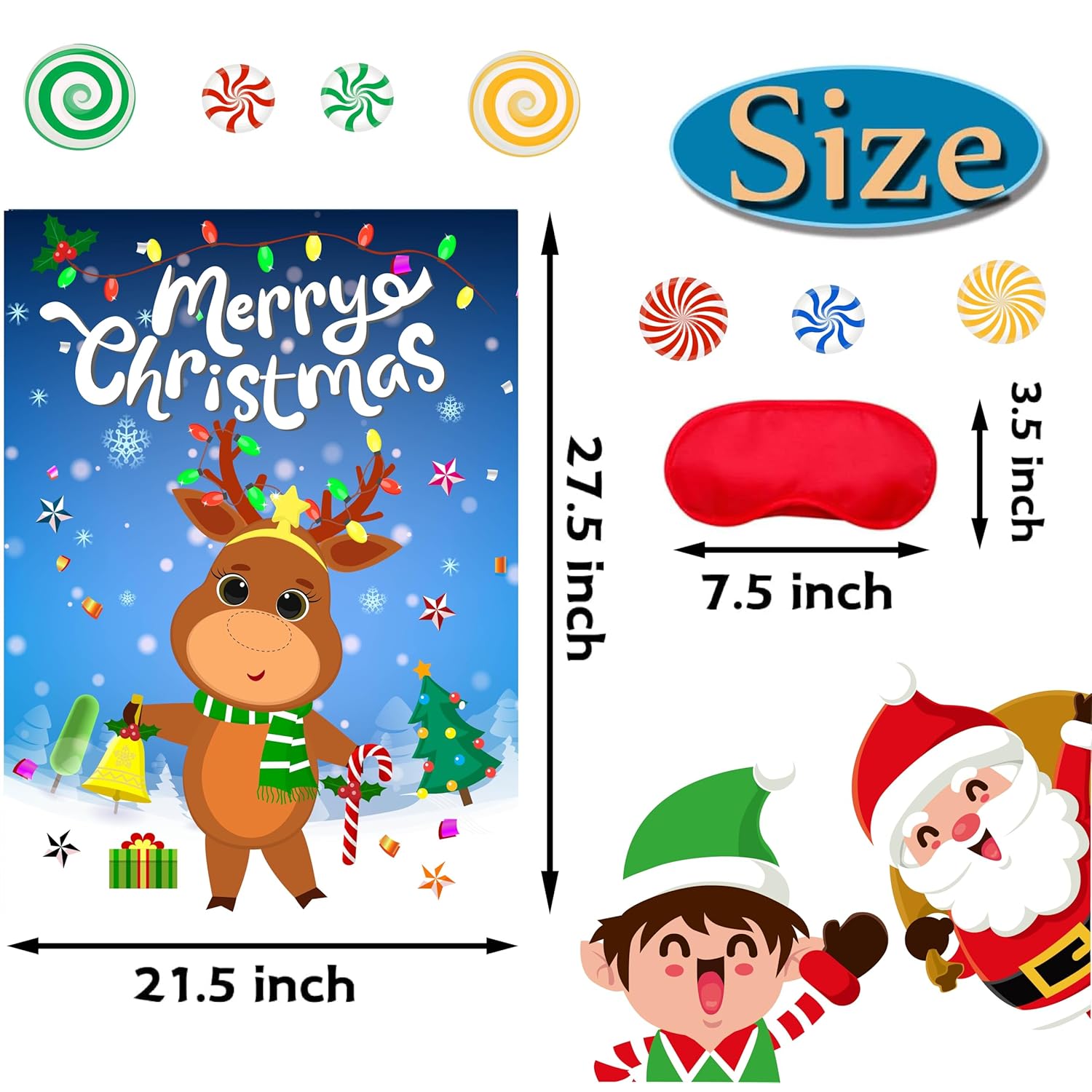 Pin The Nose On The Reindeer Christmas Party Games For Kids Xmas Activities Holiday Party Game With 24Pcs Nose Stickers Pin The Tail Christmas Party Favors Supplies For Adults