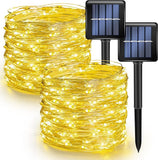 2 Pack Solar String Lights Outdoor 80FT 240 LED Warm White Waterproof Fairy Lights 8 Modes Silver Wire Solar Powered for Garden Patio Wedding Christmas Decor