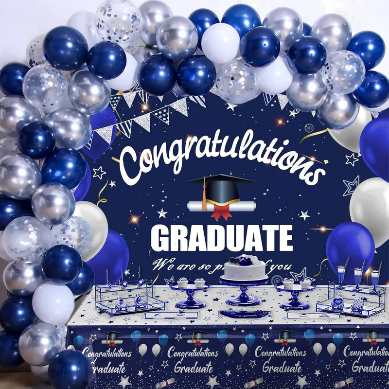 Graduation Decorations Class Of 2024, Navy Blue Graduation Decorations