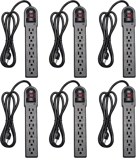 6 Pack Surge Protector Power Strip with 6 Outlets Multi Outlet Power Extension for Home Office