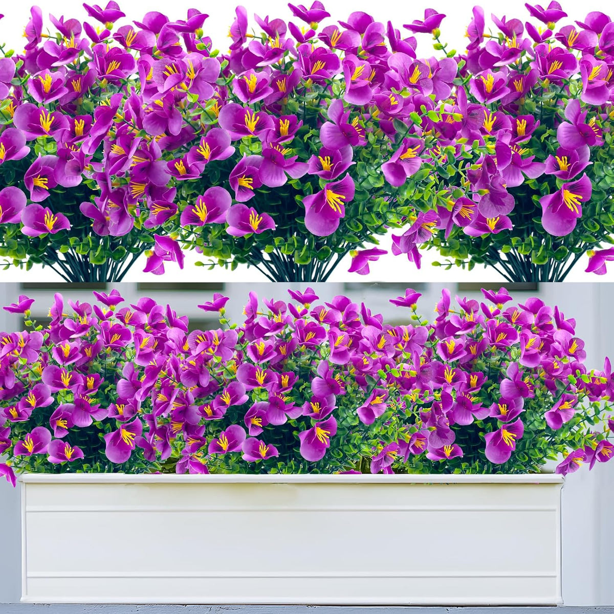 Artificial Plastic Flowers For Outdoors,20 Bundles Outside Fake Flowers Uv Resistant Flower Faux Plants For Outdoor Home Garden Yard Décor(Fuchsia)