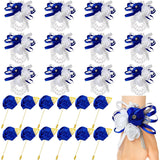 24 Pcs Wrist Corsage And Men'S Boutonniere Set For Wedding Wristlet Corsage Hand Flower For Mother Of Bride, Bridal, Bridesmaid Suit Decorations (Royal Blue)