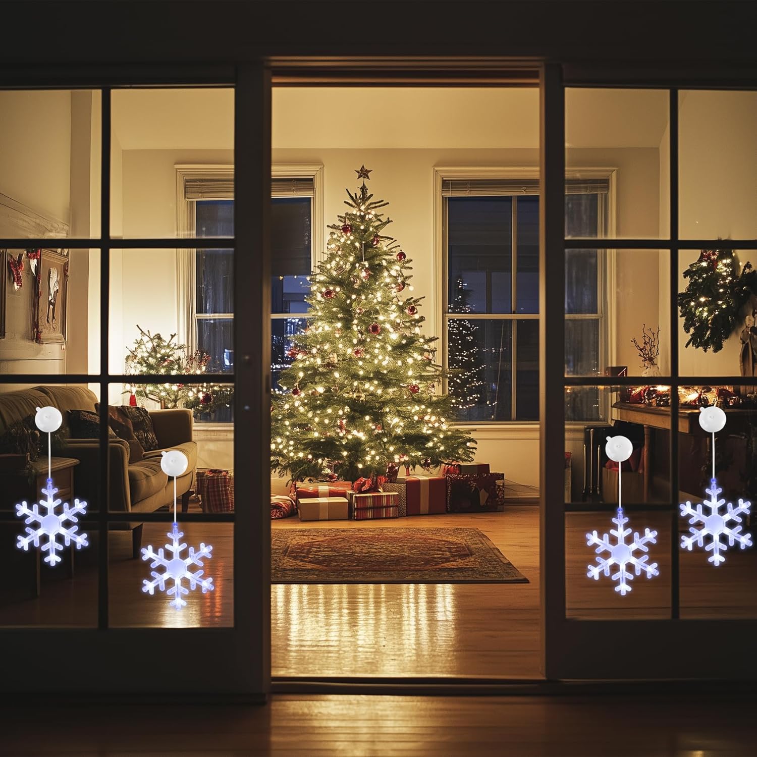 7 * 5Inch Christmas Window Lights Decor, Battery Operated Window Hanging Indoor Lights, Christmas Window Lights With Suc