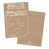 Baby Shower Games For 25 Guests - Kraft Prediction Cards For Baby Shower Advice Cards For New Parents, Boy Girl Gender Neutral Mason Jar Gender Reveal Games, Made In Usa