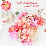 58 Pcs Fake Flowers Heads, Pink Artificial Flowers Bulk Fabric Flowers For Craft, Small Faux Flower Heads Mix For Diy Wedding Bouquets Garland Album Cake Hair And Home Decorations