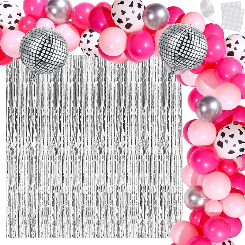 95 Pcs Western Disco Party Decorations For Women, Hot Pink Rose Red Si