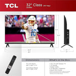 TCL 32" S3 1080p LED Smart TV, Google TV, Voice Remote, Alexa, Black (2023)