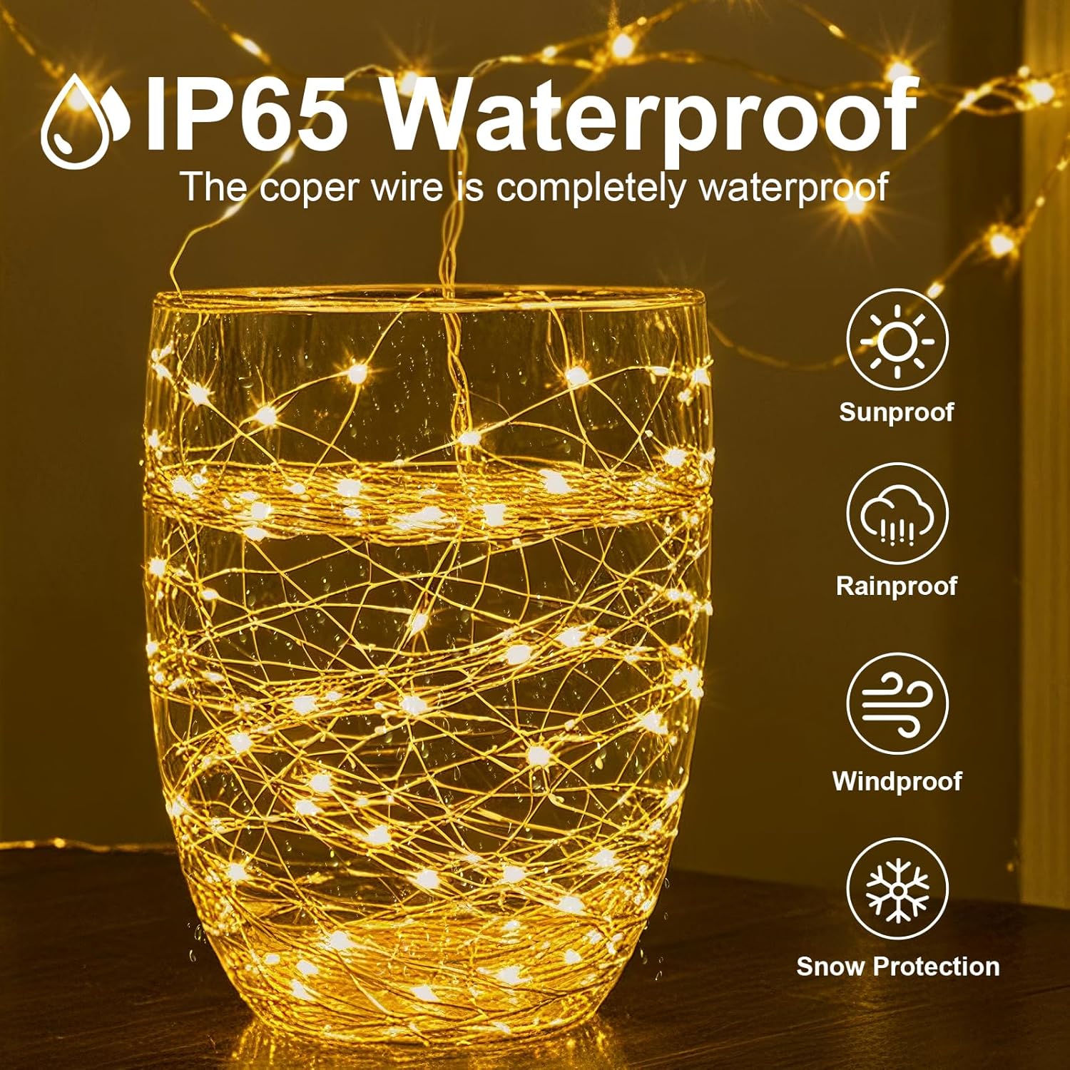1Pack Usb Plug In Fairy String Lights,16Ft 50 Led Copper With Remote And Timer, 8 Modes Waterproof Twinkle String Lights