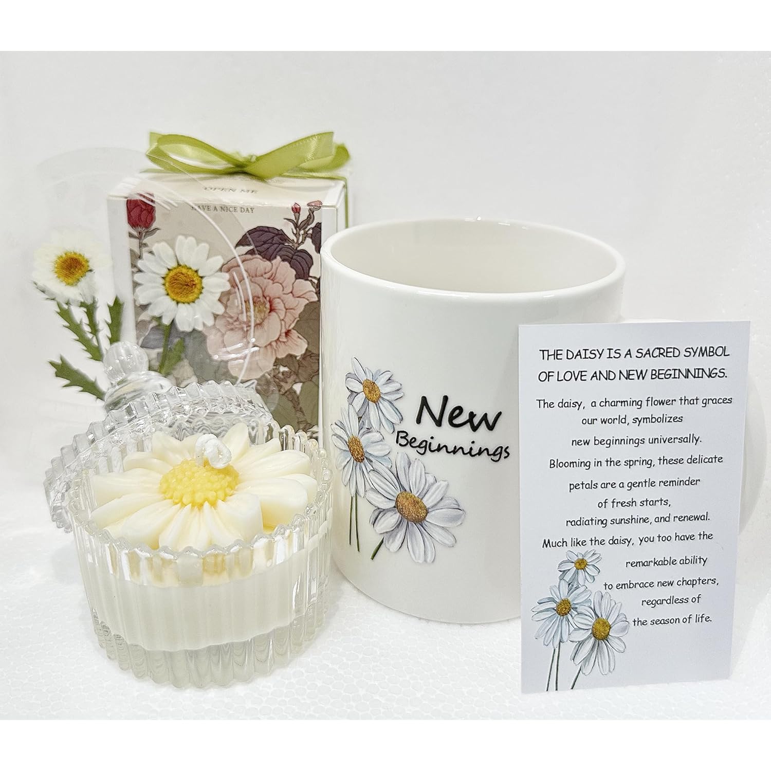 New Beginnings Box Gifts For Women, Daisy Mug And Candle Gifts, Housewarming Gift, New Home Candle, Promotion, New Job Gift For Women, Gift For New Relationship, Retirement, Coworker Leaving, Break Up