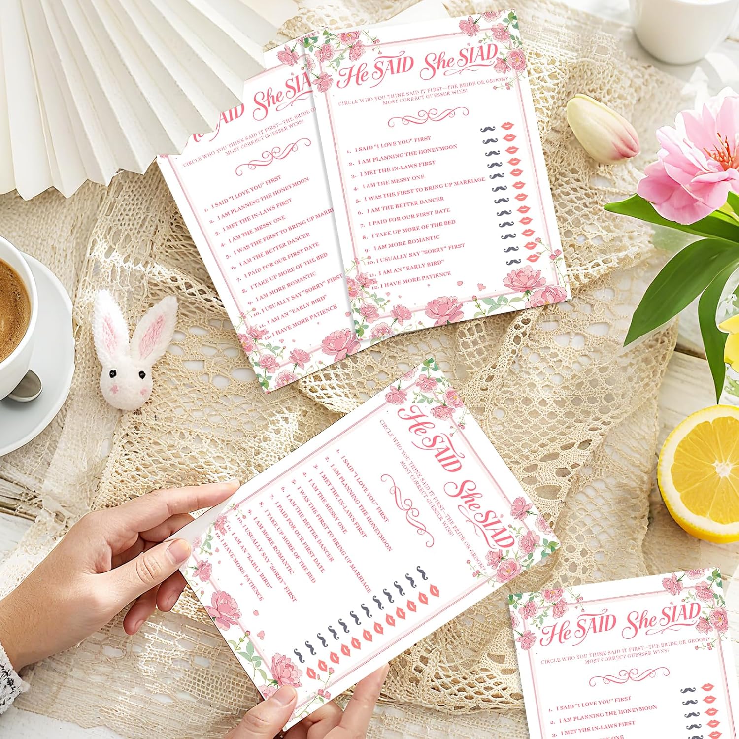 Bridal Shower Games-He Said She Said,Wedding Shower Games,50 Cards,Thick Paper