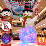 12Ft Christmas Inflatables Snowman Outdoor Decorations, Giant Christmas Blow Up Snowman Inflatable In Waving Pose With C