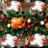 50Pcs Christmas Paper Plates - Poinsettia Flower Oval Plates, Heavy Duty, Disposable Dinnerware Serving Tray For Christmas Holiday Party, 10 X 12 Inch