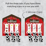 Big Dot of Happiness Farm Animals - Barnyard Baby Shower or Birthday Party Game Pickle Cards - Pull Tabs 3-in-a-Row - Set of 12