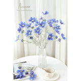 5 Pcs Artificial Flowers Royal Blue Fake Cosmos Faux Silk Flower For Indoor Home Decor, Party Arrangements, Wedding Bouquets, Floral Table Centerpieces, And Decorations