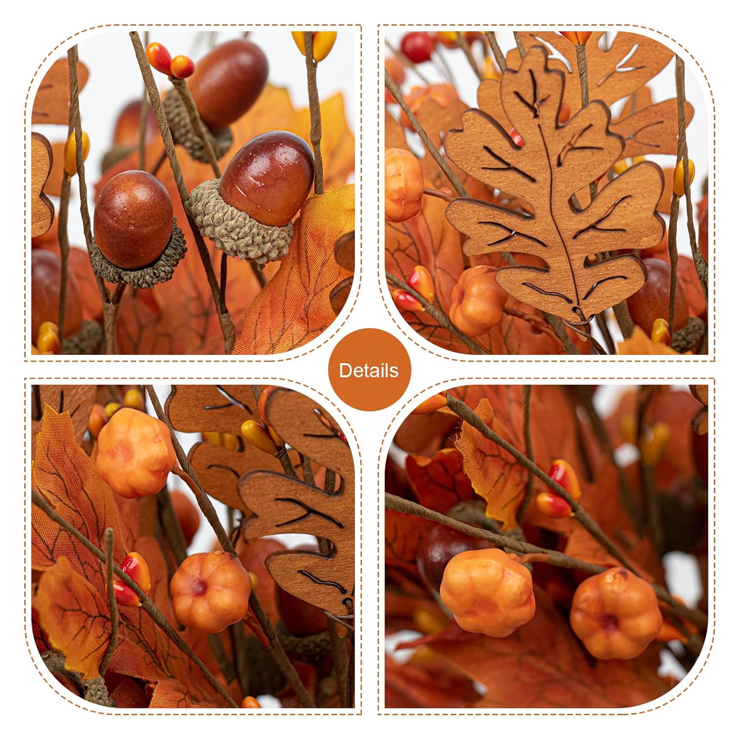8 Pcs 17 Inch Fall Maple Leaves Stems Artificial Fall Picks Autumn Berry Stems With Pumpkins Acorns For Thanksgiving Day Harvest Festival Home Indoor Decorations