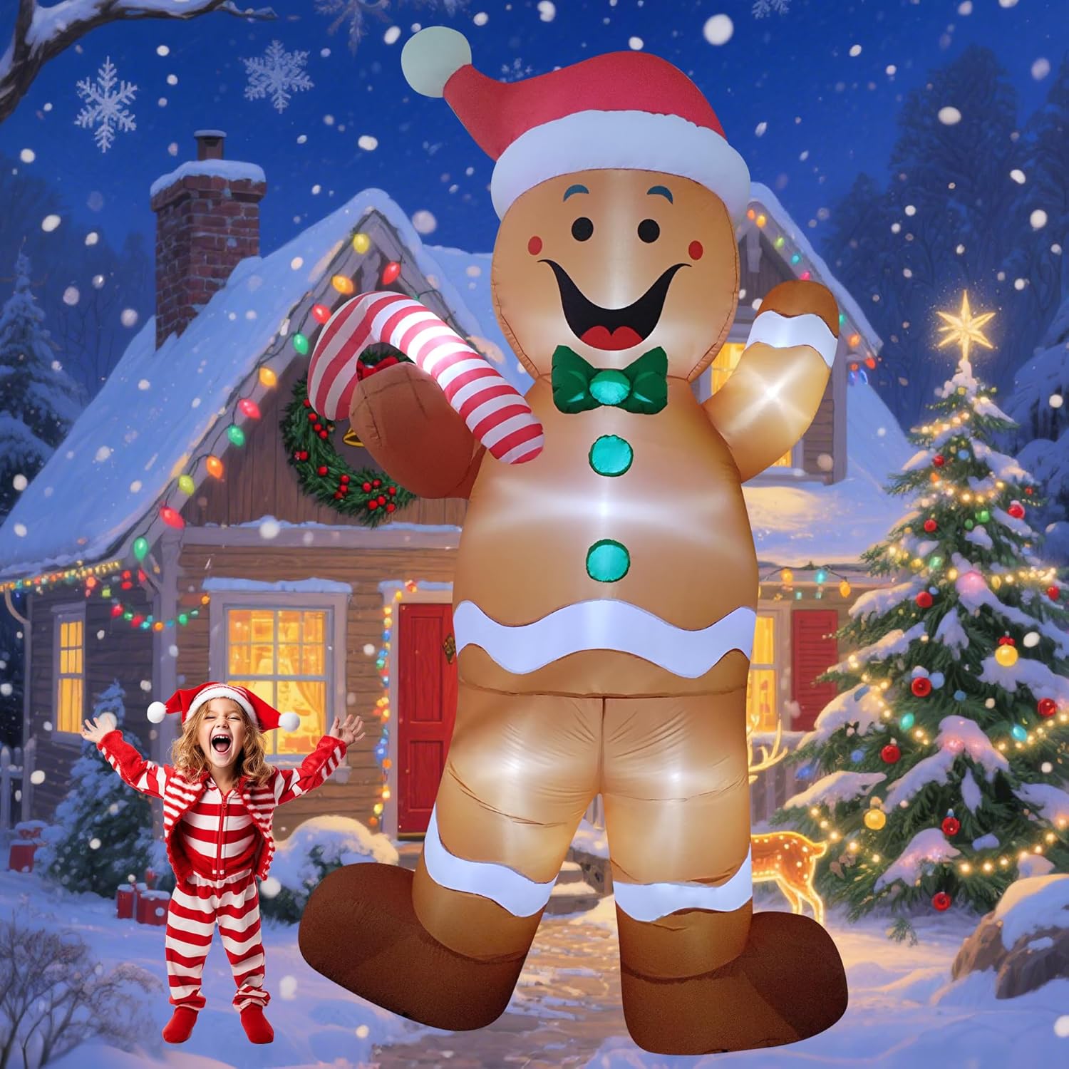 12Ft Led Light Up Christmas Inflatable Outdoor Decor Air Blow Up Inflatable Decoration For Yard/Party/Lawn/Garden/Doorwa