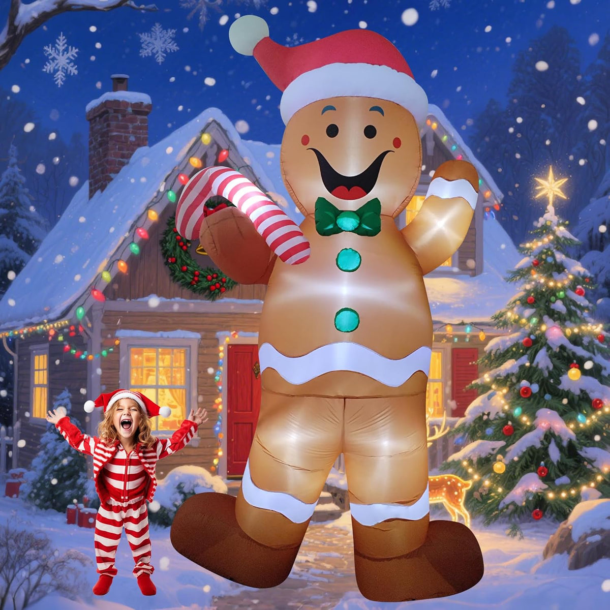 12Ft Led Light Up Christmas Inflatable Outdoor Decor Air Blow Up Inflatable Decoration For Yard/Party/Lawn/Garden/Doorwa
