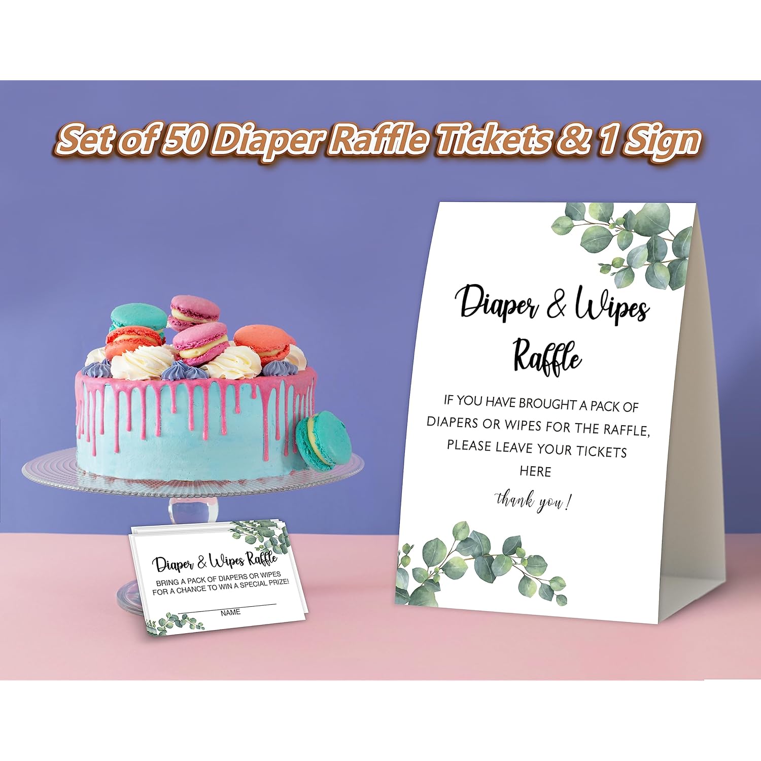 Green Eucalyptus Diapers Wipes Raffle,Diaper Raffle Tickets For Baby Shower,Gender Neutral Baby Shower Decorations,Baby Shower Centerpieces,Diaper Party Decorations,1 Sign&50 Diaper Raffle Cards -1