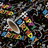 Birthday Wrapping Paper Roll - Mini Roll - 17 Inch X 16.5 Feet - Colorful Skeletons And Happy Birthday Wrapping Paper For Kids Girls Boys, Halloween