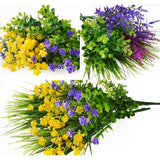 12 Bundles Artificial Flowers Lifelike No Fade Uv Resistant Fake Plastic Flowers Faux Plants For Hanging Planters Outside Porch Window Box Wedding Home Décor - Indoor/Outdoor Use