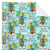 Birthday Dinosaur Wrapping Paper Roll - Mini Roll - 17 Inch X 9.8 Feet - Dinosaur And Happy Birthday Wrapping Paper, Perfect For Girl Kids Boy, Baby Shower, Party, Holiday