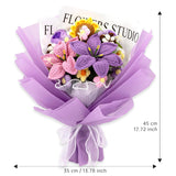 Crochet Flowers, Crochet Flower Bouquet With 14 Crochet Flowers Of Sunflower, Roses, Purple Lily Bouquet,Gifts For Birthday,Graduation,Thanksgiving,Get Well,Valentine'S Day(Include Card)
