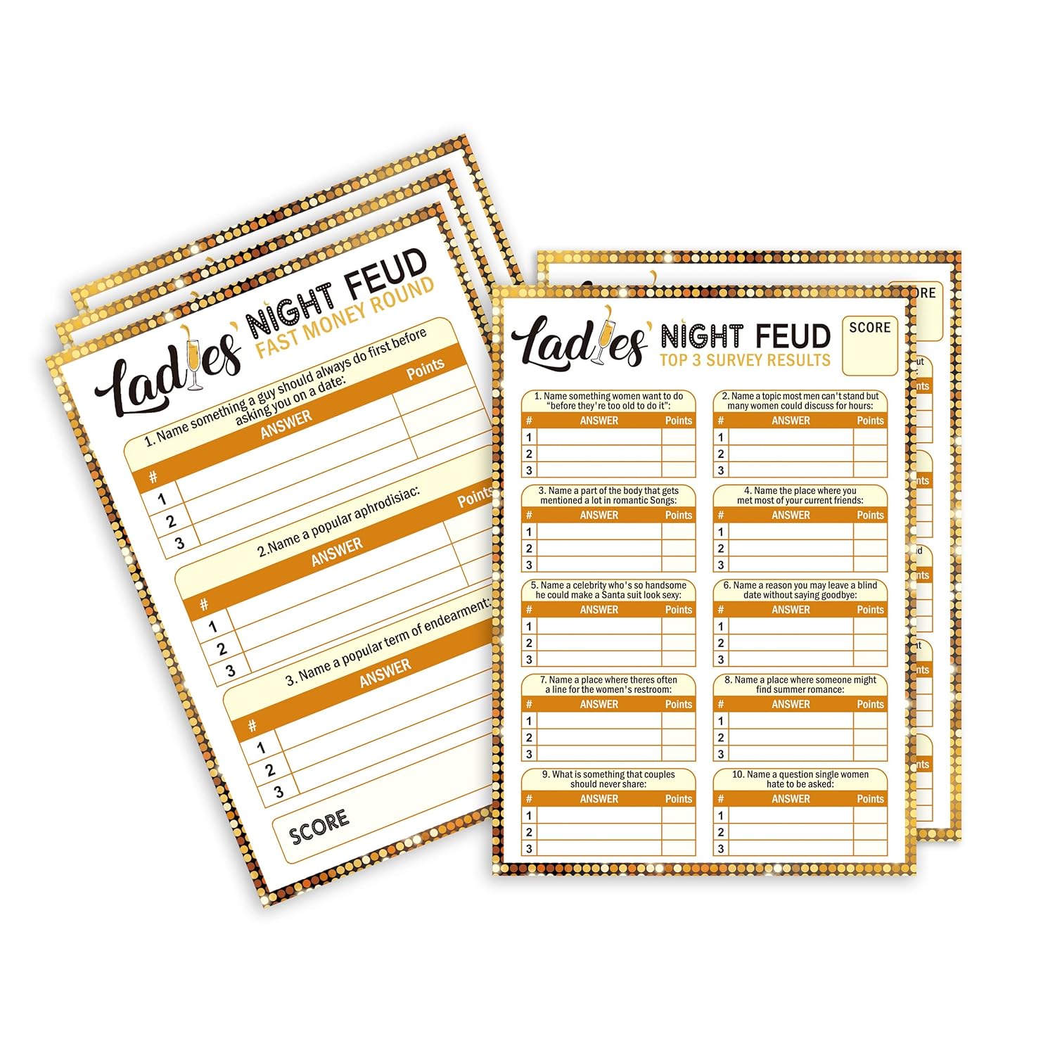 Ladies' Night Party Feud Game - Great For Bachelorette Parties Or Adult Trivia Nights - 30 Cards & 3 Fast Money Rounds