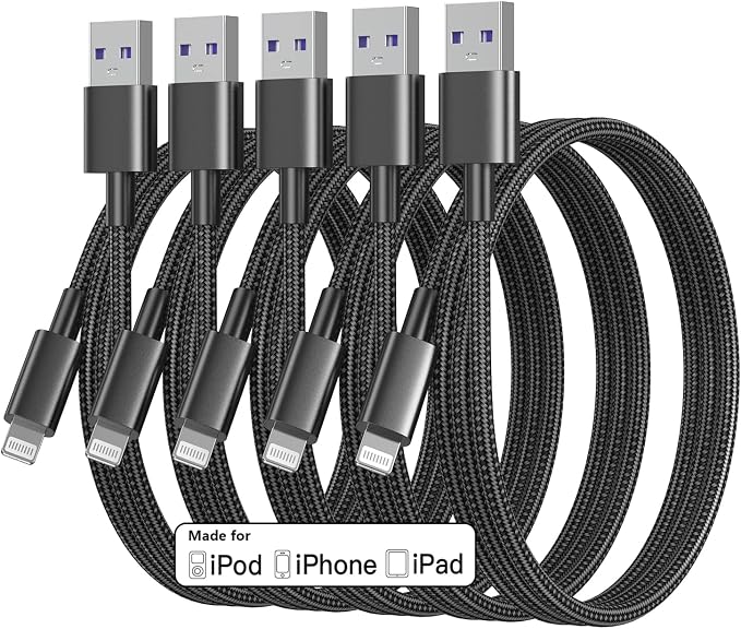 5 Pack 3FT MFi Certified Lightning to USB C Cable Nylon Braided iPhone Charging Cord