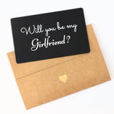 Will You Be My Girlfriend Love Messages Card: A Heartfelt Proposal For Her/Him, Hard Aluminum Message Card With Elegant Envelope - Simple But Powerful (Black With Brown Envelope)