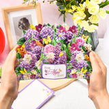 Happy Mother’S Day Pop Up Card, 3D Violet & Peony Best Mom Cards From Daughter Son, Flower Bouquet Popup Greeting Card Gift For Mother Wife Grandma-Cherish Her Smile With Blooming Surprise