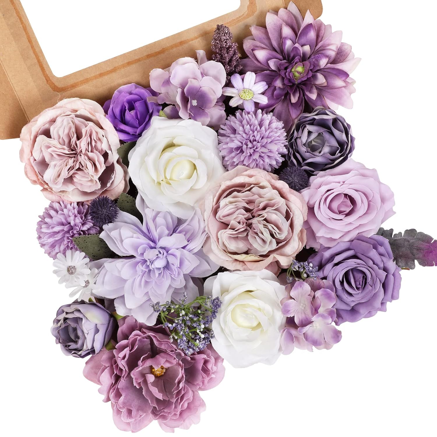 Artificial Purple Flowers Combo Silk Mix Peony Rose Hydrangea Fake Flowers W/Stem For Diy Wedding Bouquets Centerpieces Arrangements Table Party Bridal Baby Shower Home Fall Decor