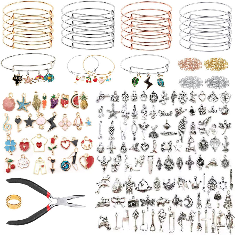 317 Pcs Bangle Bracelets Making Kit, Charm Bracelet Making Kit With Expandable